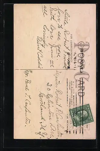 AK Osterhase mit Körbchen voller Ostereiern