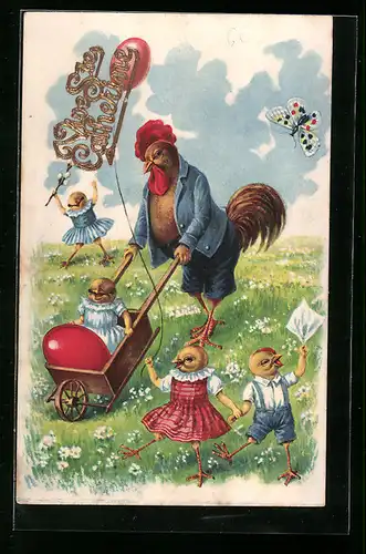 AK Osterküken spielen im Grünen