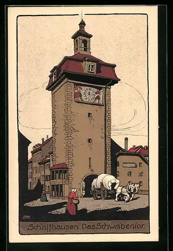 Steindruck-AK Schaffhausen, Partie am Schwabentor