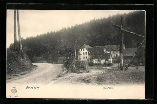 AK Eisenberg, Pfarr-Mühle mit Strasse