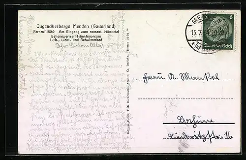 AK Menden /Sauerl., Jugendherberge mit Jugendlichen