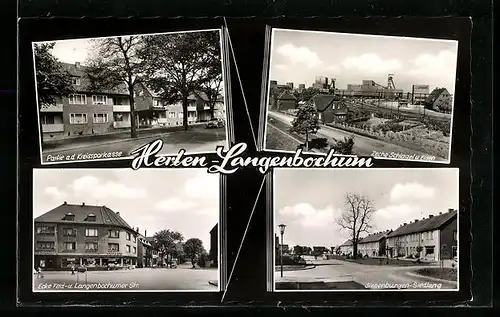 AK Herten-Langenbochum, Zeche Schlägel u. Eisen, Siebenbürgen-Siedlung, Kreissparkasse