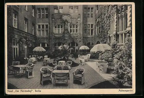 AK Berlin-Tiergarten, Hotel Der Fürstenhof, Palmengarten