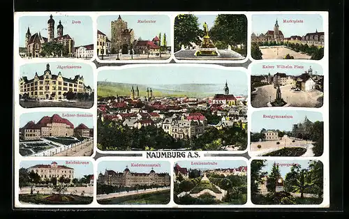 AK Naumburg / Saale, Marktplatz, Louisenstrasse, Kadettenanstalt