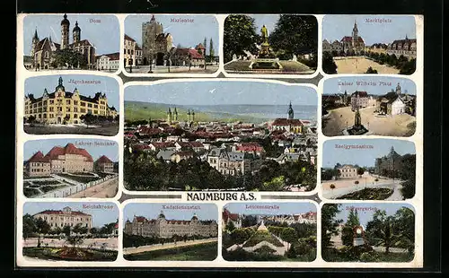 AK Naumburg a. S., Dom, Jägerkaserne, Marktplatz