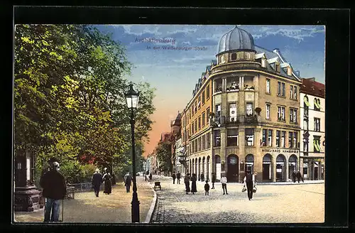 AK Aschaffenburg, Möbelhaus Hamburger in der Weissenburger Strasse