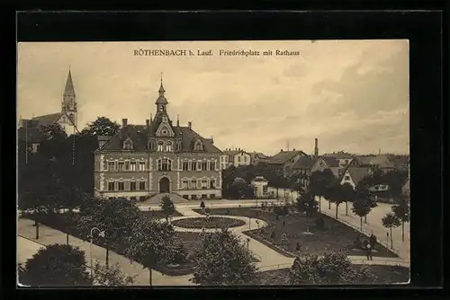AK Röthenbach b. Lauf, Friedrichplatz mit Rathaus