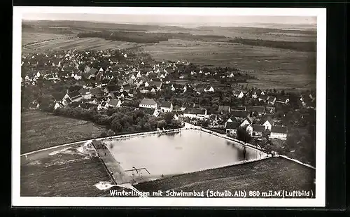 AK Winterlingen, Fliegeraufnahme des Schwimmbades