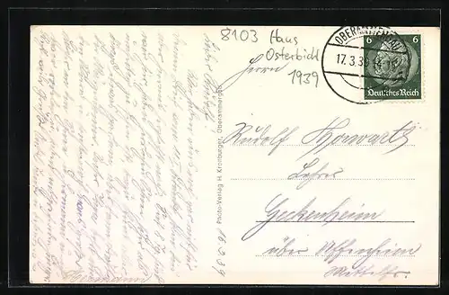 AK Oberammergau, Haus Osterbichl im Schnee