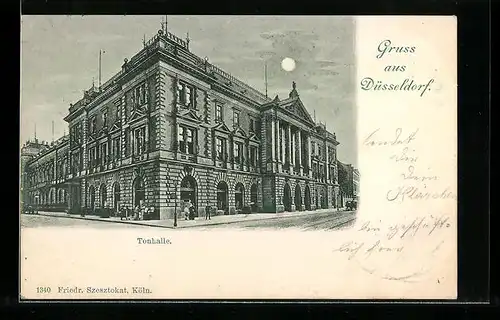 AK Düsseldorf, die Tonhalle im Mondschein