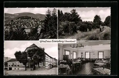 AK Eversberg /Sauerland, Ortsansicht m. Gasthof Hengesbach, Inh. Franz Kotthoff