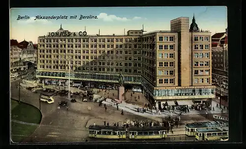 AK Berlin, Alexanderplatz mit Berolina, Strassenbahn