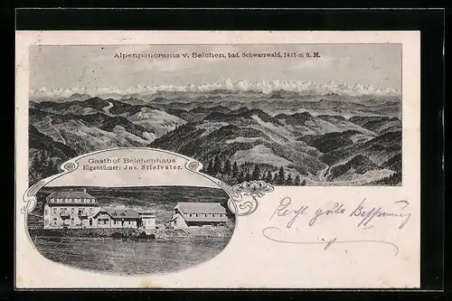 AK Belchen, Alpenpanorama, Gasthof Belchenhaus, Inh. Jos. Stiefvater