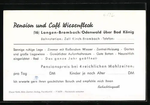 AK Langen-Brombach /Odenwald, Pension und Cafe Wiesenfleck, Innenansicht, Brunnen
