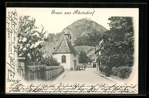 AK Rhöndorf, Strassenpartie mit Kirche