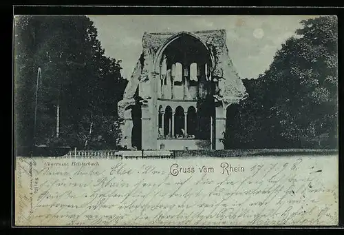 Mondschein-AK Heisterbach /Rhein, Chorruine Heisterbach