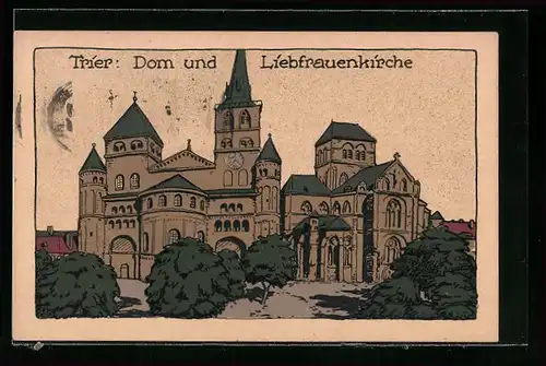 Steindruck-AK Trier, Dom und Liebfrauenkirche