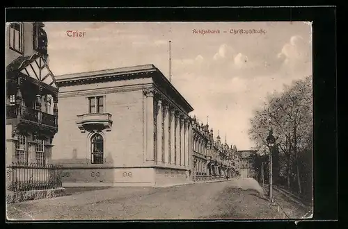 AK Trier, Reichsbank, Christophstrasse