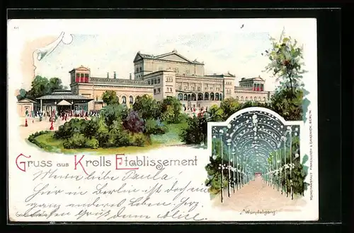 Lithographie Berlin-Tiergarten, Krolls Etablissement & Wandelgang