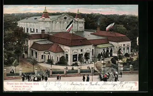 AK Berlin-Neukölln, Blick auf Restaurant Neue Welt