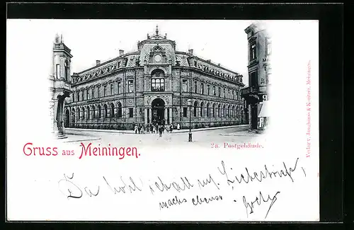 AK Meiningen, Postgebäude, Strassenansicht