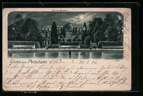 Lithographie Potsdam, Schloss Sanssouci