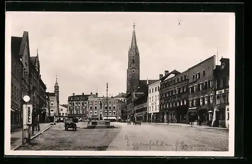 AK Eggenfelden, Oberer Stadtplatz, Shell-Zapfsäule