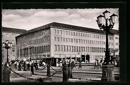 AK Darmstadt, Luisenplatz mit Hotel Traube