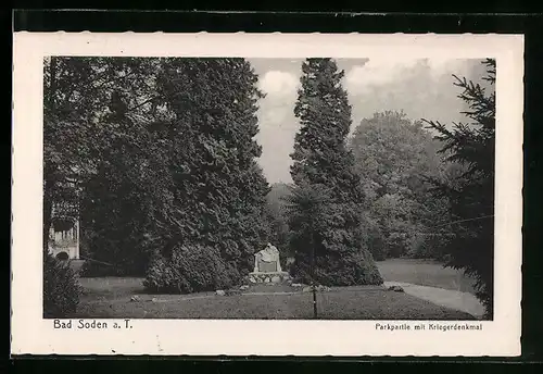 AK Bad Soden a. T., Parkpartie mit Kriegerdenkmal