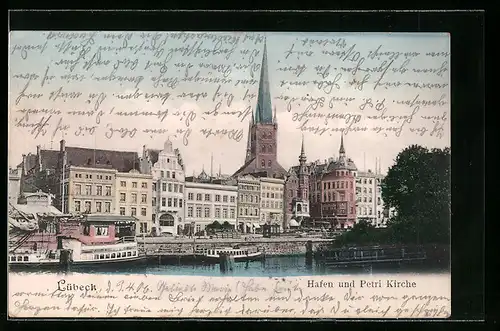 AK Lübeck, Hafen und Petri Kirche