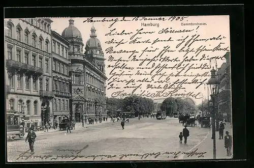 AK Hamburg-Neustadt, Dammtorstrasse mit Gasthaus Dammtor-Bierhalle und Strassenbahn