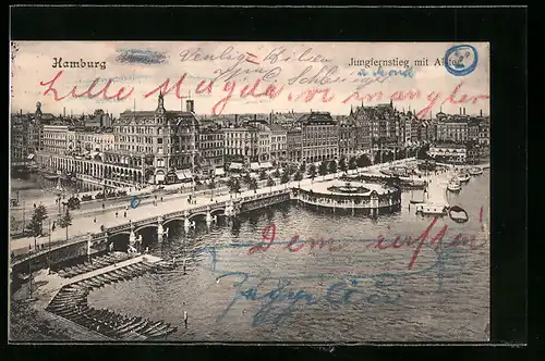 AK Hamburg-Neustadt, Jungfernstieg mit Alster