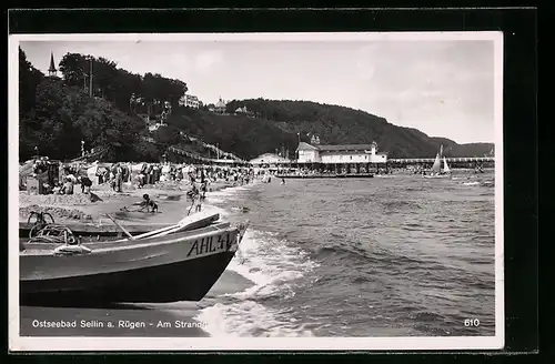 AK Sellin /Rügen, Am Strande