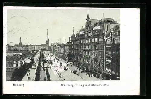 AK Hamburg-Neustadt, Alter Jungfernstieg und Alster-Pavillon