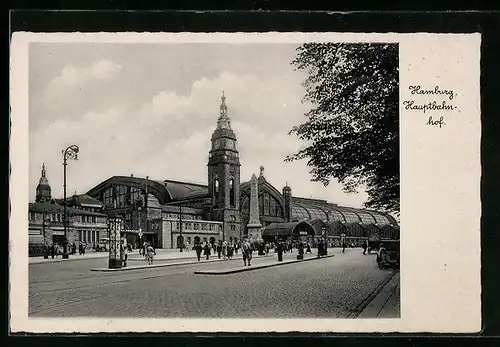 AK Hamburg-St.Georg, Hauptbahnhof mit Strasse