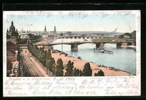 AK Dresden, Ortsansicht von der Albertbrücke aus
