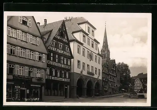 AK Calw, Marktplatz mit Kirche