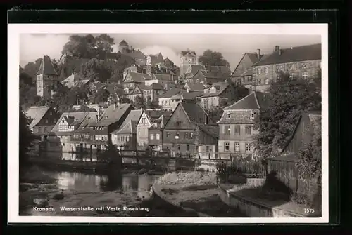 AK Kronach, Wasserstrasse mit Veste Rosenberg