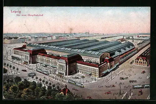 AK Leipzig, Blick auf den neuen Hauptbahnhof