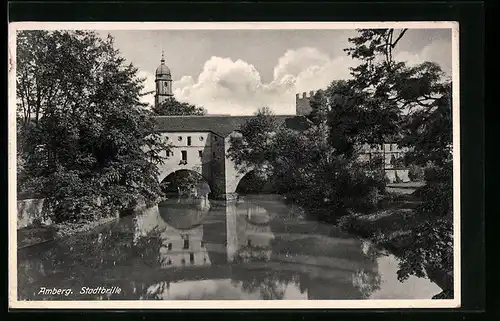 AK Amberg, Ortsansicht mit Stadtbrille
