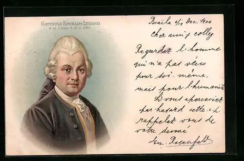 AK Gotthold Ephraim Lessing, 1729-1781, Schriftsteller
