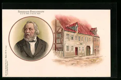 AK Ferdinand Freiligrath, deutscher Lyriker und Übersetzer