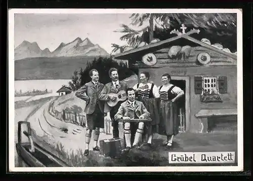 AK Grübel Quartett vor einer Berghütte
