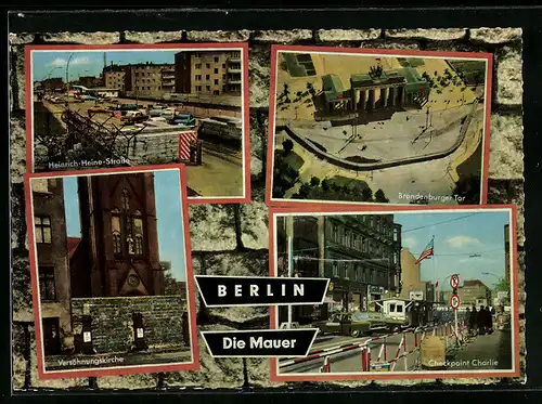 AK Berlin, Mauer, Checkpoint Charlie, Heinrich-Heine-Strasse