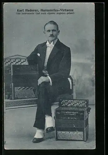 AK Karl Hederer, Harmonika-Virtuose, Musiker