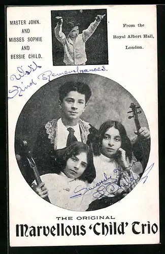 AK London, Royal Albert Hall, Marvellous Child Trio, Master John and Misses Sophie and Bessie Child