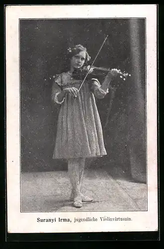 AK Portrait von Suranyi Irma, Jugendliche Violinvirtuosin
