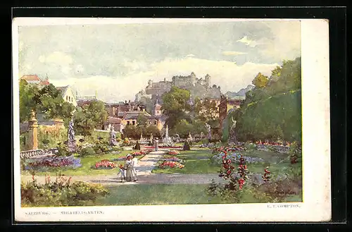 Künstler-AK Edward Theodore Compton: Salzburg, Mirabellengarten