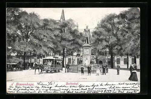 AK s` Gravenhage, Buitenhof, Pferdebahn