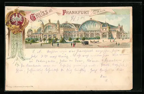 Lithographie Frankfurt a. Main, Hauptbahnhof